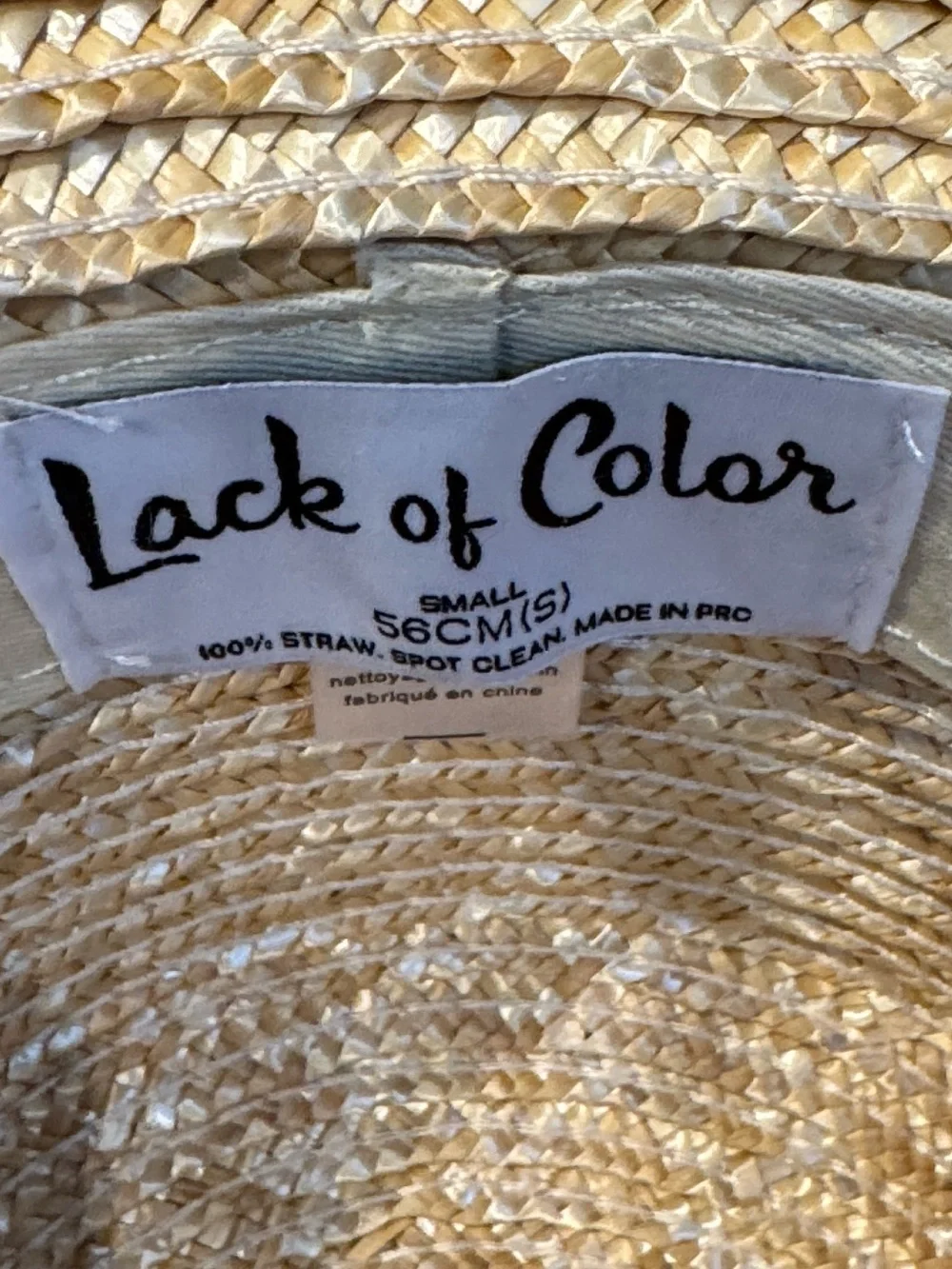 Lack Of Color Natural Straw Wide-Brim Hat with Black Band Size S